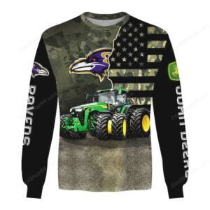 John Deere Tractor Baltimore Ravens American Flag Camouflage Hoodie