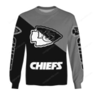 Kansas City Chiefs Black and Gray Split Design, Super Bowl Fan Hoodie