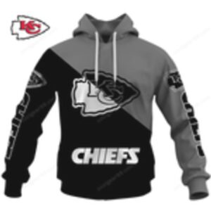 Kansas City Chiefs Black and Gray Split Design, Super Bowl Fan Hoodie