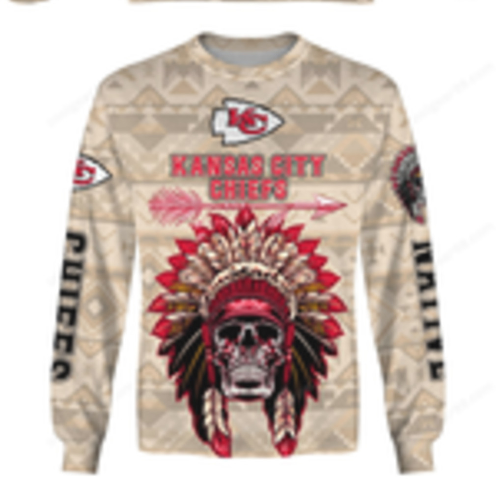 Kansas City Chiefs Native American Skull Headdress Hoodie Kansas City Chiefs Native American Skull Headdress Hoodie