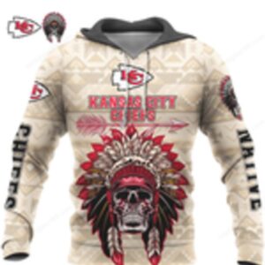 Kansas City Chiefs Native American Skull Headdress Hoodie