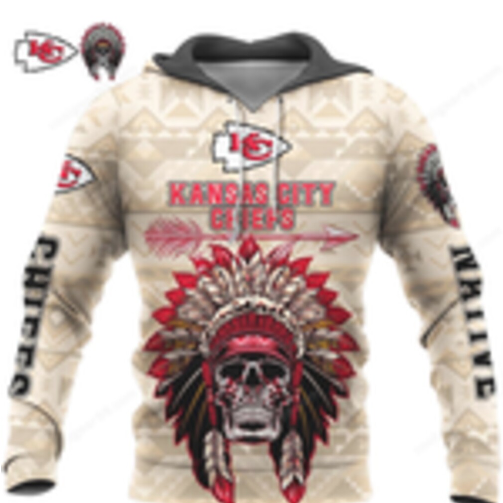 Kansas City Chiefs Native American Skull Headdress Hoodie Kansas City Chiefs Native American Skull Headdress Hoodie