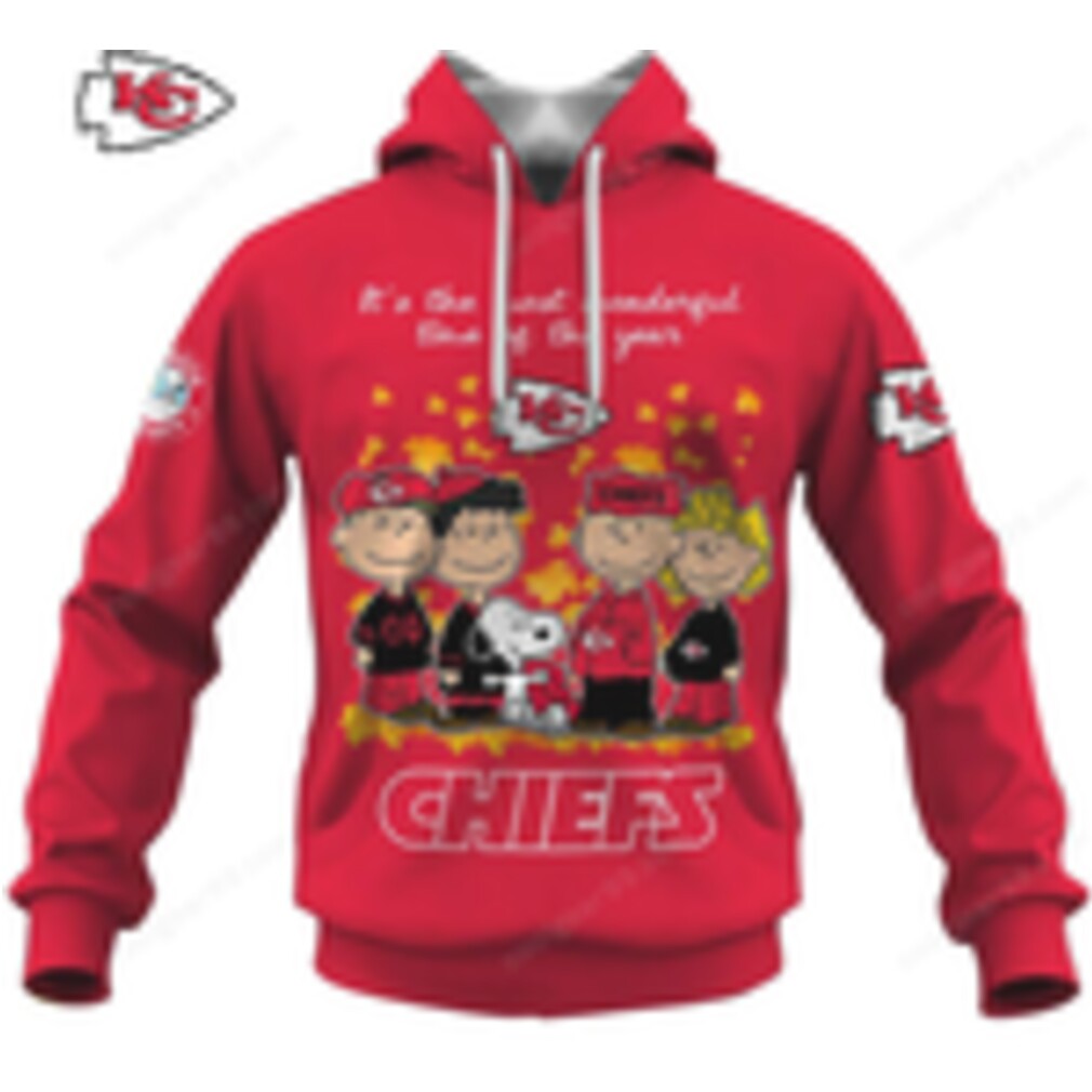 Kansas City Chiefs Peanuts Most Wonderful Time of the Year Red Hoodie Kansas City Chiefs Peanuts Most Wonderful Time of the Year Red Hoodie