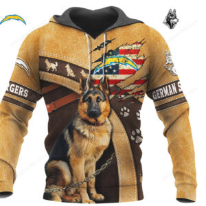 LA Chargers Inspired German Shepherd Dog Apparel Hoodie