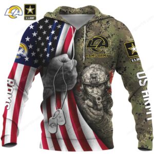 LA rams Proud US Veteran Military Pride American Flag Apparel