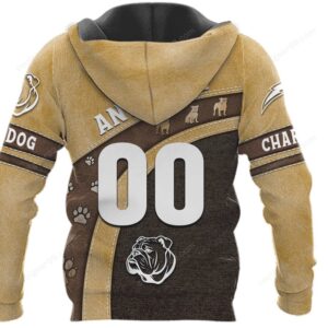 Los Angeles Chargers Inspired English Bulldog Fan Hoodie Los Angeles Chargers Inspired English Bulldog Fan Hoodie