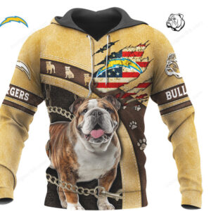 Los Angeles Chargers Inspired English Bulldog Fan Hoodie