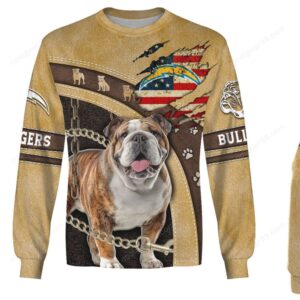 Los Angeles Chargers Inspired English Bulldog Fan Hoodie