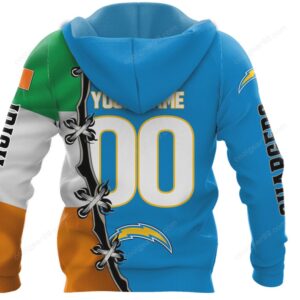Los Angeles Chargers Irish Heritage Split Design Apparel Hoodie Los Angeles Chargers Irish Heritage Split Design Apparel Hoodie
