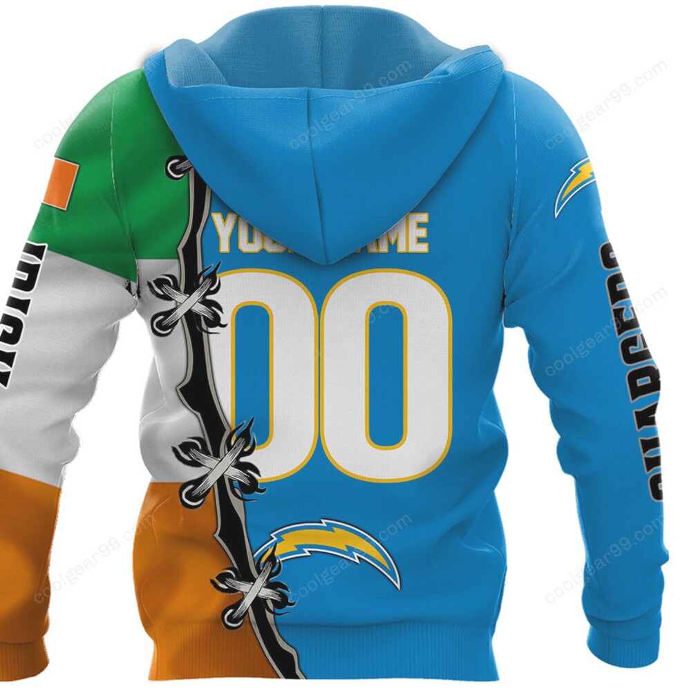Los Angeles Chargers Irish Heritage Split Design Apparel Hoodie Los Angeles Chargers Irish Heritage Split Design Apparel Hoodie