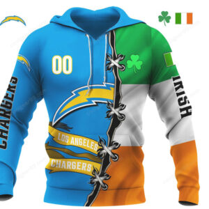 Los Angeles Chargers Irish Heritage Split Design Apparel Hoodie