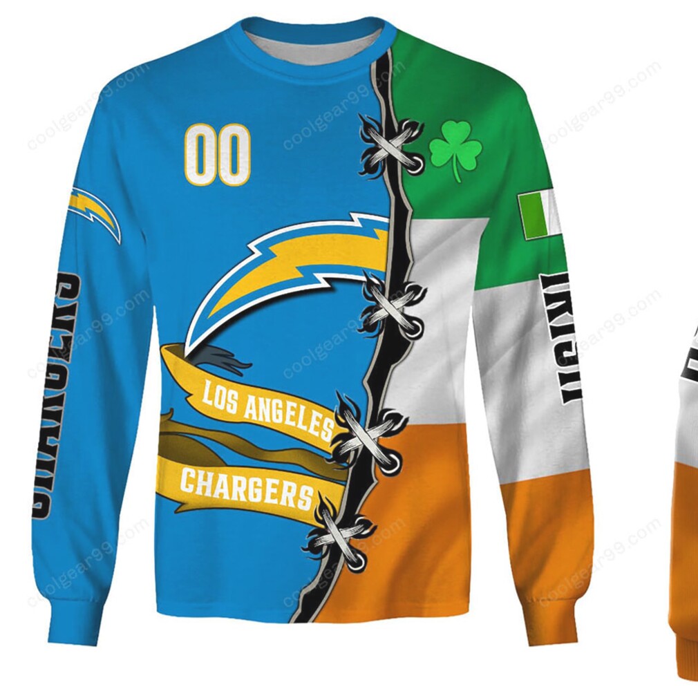 Los Angeles Chargers Irish Heritage Split Design Apparel Hoodie Los Angeles Chargers Irish Heritage Split Design Apparel Hoodie