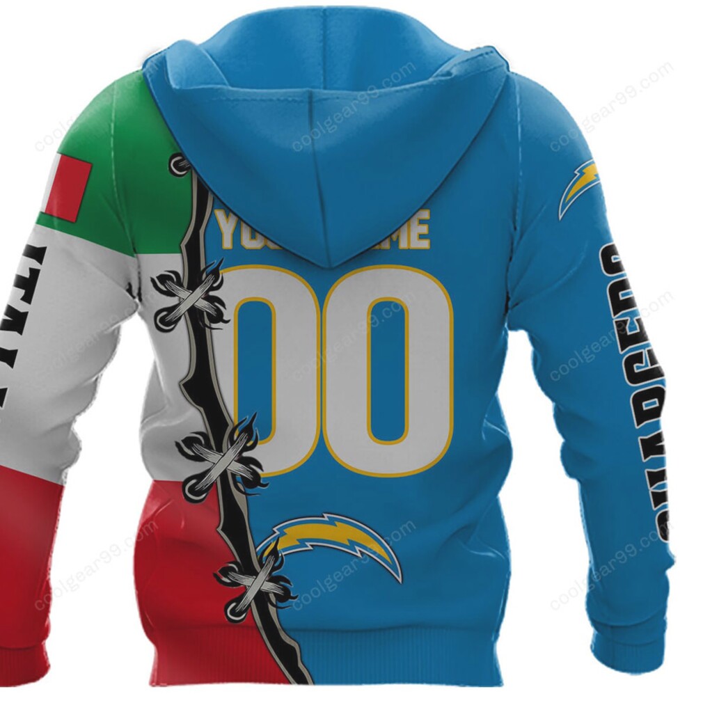 Los Angeles Chargers Italian Heritage Hybrid Hoodie Los Angeles Chargers Italian Heritage Hybrid Hoodie