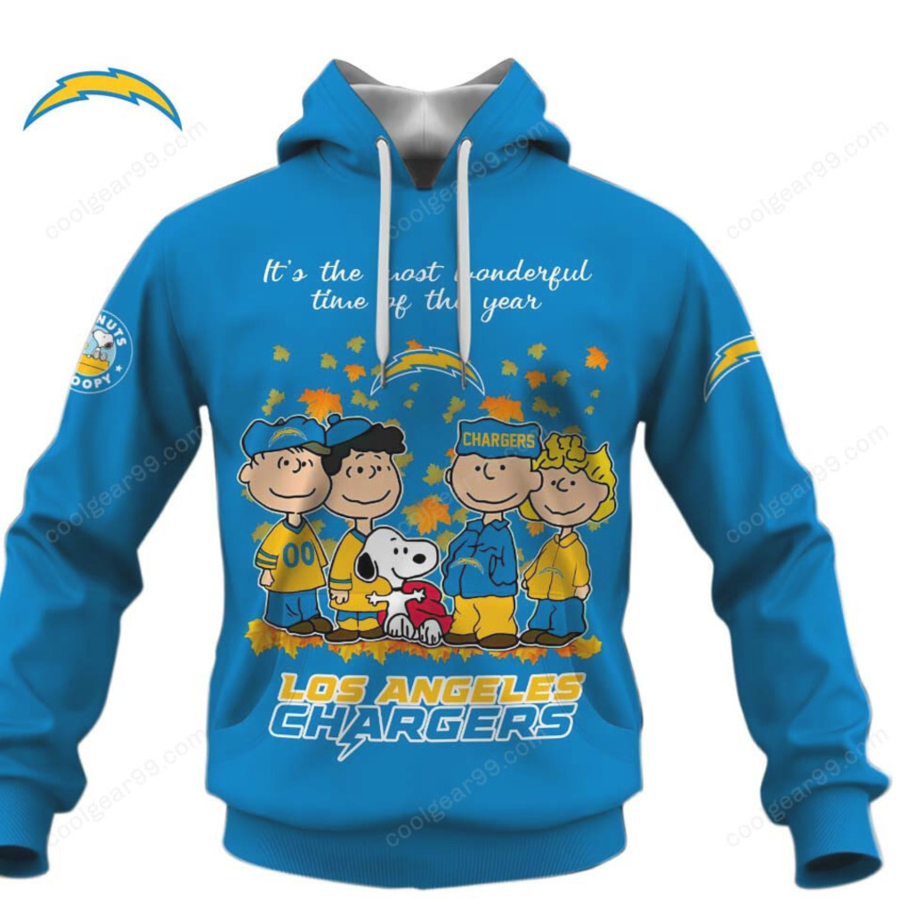 Los Angeles Chargers Peanuts Most Wonderful Time Hoodie Los Angeles Chargers Peanuts Most Wonderful Time Hoodie