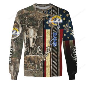 Los Angeles Rams Camouflage Hunting American Flag T Shirt & Hoodie
