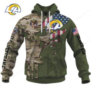 Los Angeles Rams NFL Military Camo U.S. Veterans Hoodie & Long Sleeve T Shirt