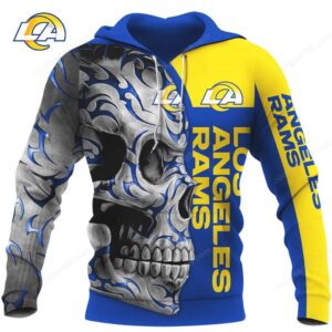 Los Angeles Rams Skull Graphic NFL T Shirt & Hoodie Apparel