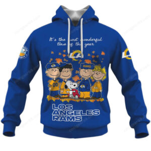 Los Angeles Rams Snoopy Peanuts Most Wonderful Time Christmas Custom Name Number Blue Hoodie Los Angeles Rams Snoopy Peanuts Most Wonderful Time Christmas Custom Name Number Blue Hoodie