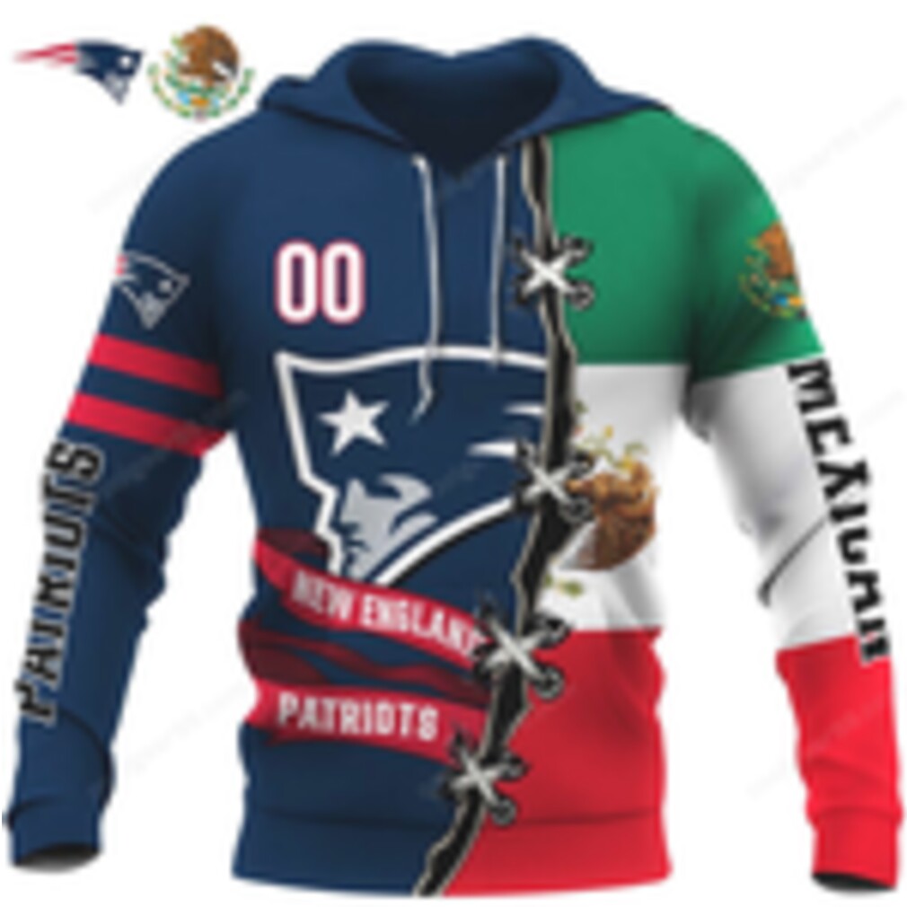 Mexican Heritage New England Patriots Mexican Flag Fusion Long Sleeve Shirt Mexican Heritage New England Patriots Mexican Flag Fusion Long Sleeve Shirt