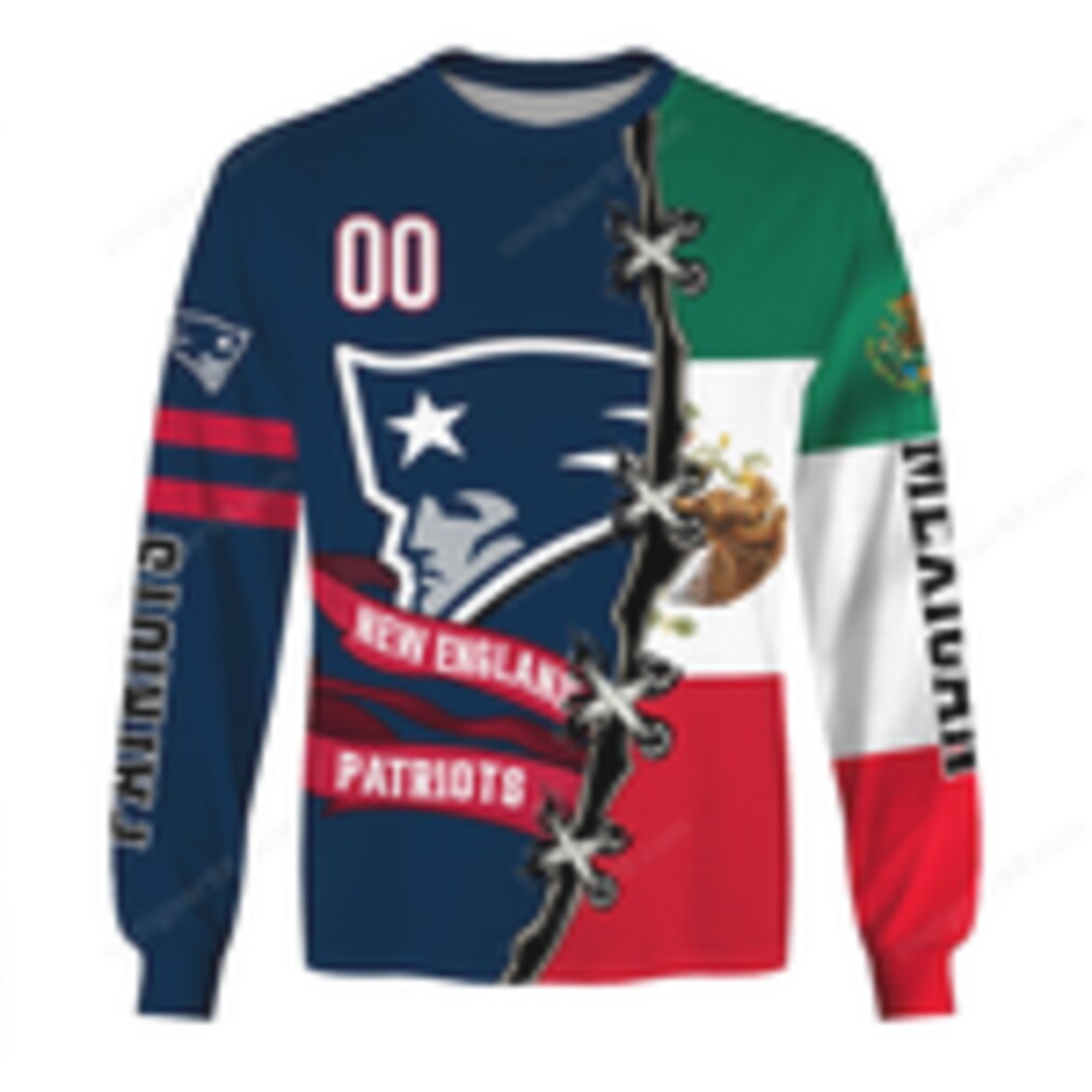 Mexican Heritage New England Patriots Mexican Flag Fusion Long Sleeve Shirt Mexican Heritage New England Patriots Mexican Flag Fusion Long Sleeve Shirt