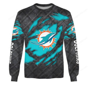 Miami Dolphins 3D Printed Ripped Design Hoodie & Shirt Miami Dolphins 3D Printed Ripped Design Hoodie & Shirt