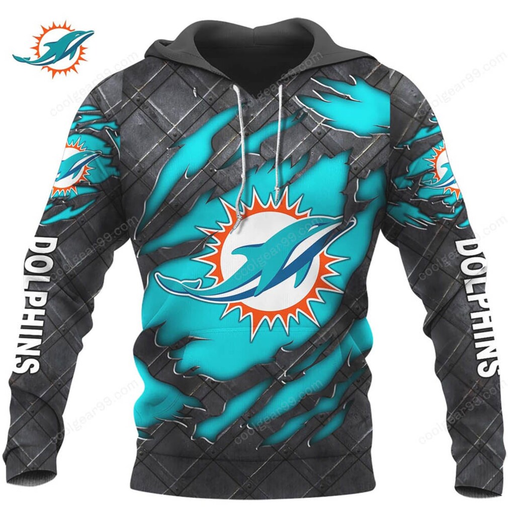 Miami Dolphins 3D Printed Ripped Design Hoodie & Shirt Miami Dolphins 3D Printed Ripped Design Hoodie & Shirt