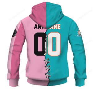 Miami Dolphins Dual Tone Football Fan Hoodie Teal & Pink Miami Dolphins Dual Tone Football Fan Hoodie Teal & Pink