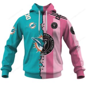 Miami Dolphins Dual Tone Football Fan Hoodie Teal & Pink