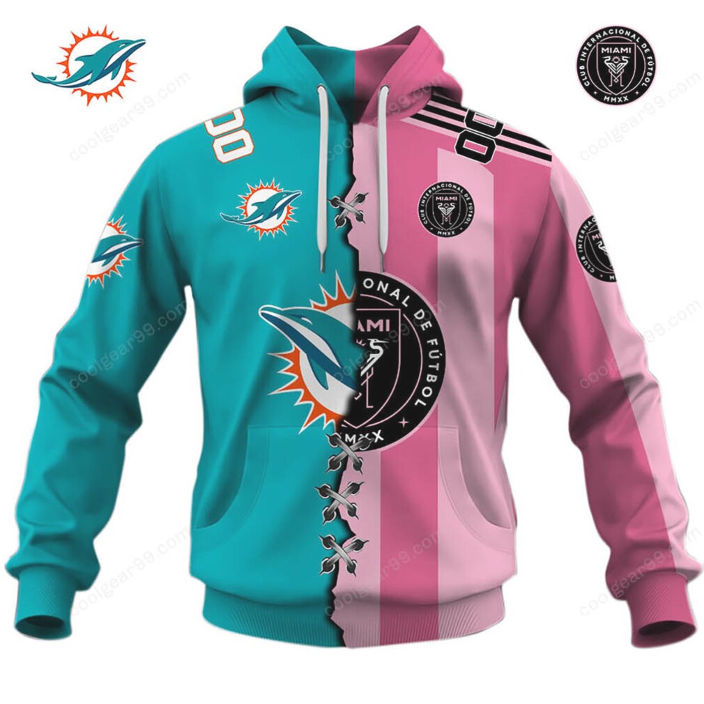 Miami Dolphins Dual Tone Football Fan Hoodie Teal & Pink Miami Dolphins Dual Tone Football Fan Hoodie Teal & Pink