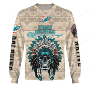 Miami Dolphins Native American Headdress Skull Apparel Shirt Miami Dolphins Native American Headdress Skull Apparel Shirt