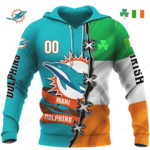 Miami Dolphins Shamrock St. Patrick's Day Pullover Hoodie Long Sleeve Shirt