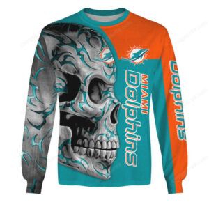 Miami Dolphins Skull Graphic Custom Name HoodieShirt Miami Dolphins Skull Graphic Custom Name HoodieShirt