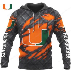 Miami Hurricanes Ripped Graphic Design HoodieShirt