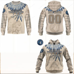 Minnesota Timberwolves Native American Chief Tribal Design Apparel Hoodie