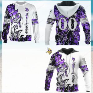 Minnesota Vikings Bass Fishing Purple Camouflage Apparel Hoodie Minnesota Vikings Bass Fishing Purple Camouflage Apparel Hoodie