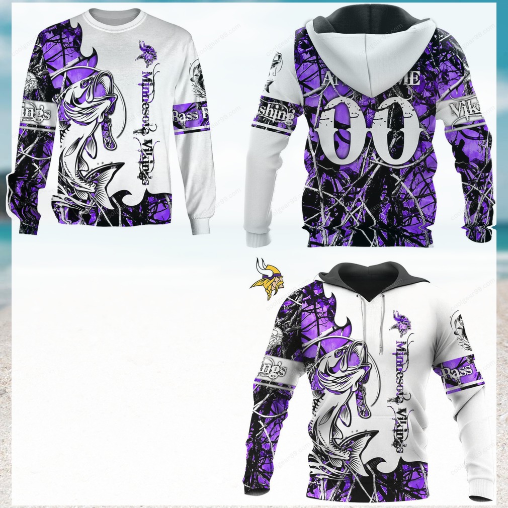 Minnesota Vikings Bass Fishing Purple Camouflage Apparel Hoodie Minnesota Vikings Bass Fishing Purple Camouflage Apparel Hoodie