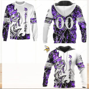 Minnesota Vikings Bass Fishing Purple Camouflage Apparel Hoodie