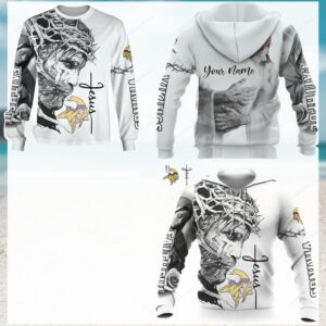 Minnesota Vikings Crown of Thorns Jesus Hoodie Minnesota Vikings Crown of Thorns Jesus Hoodie