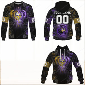 Minnesota Vikings Custom Rose Dragon Apparel Collection Hoodie