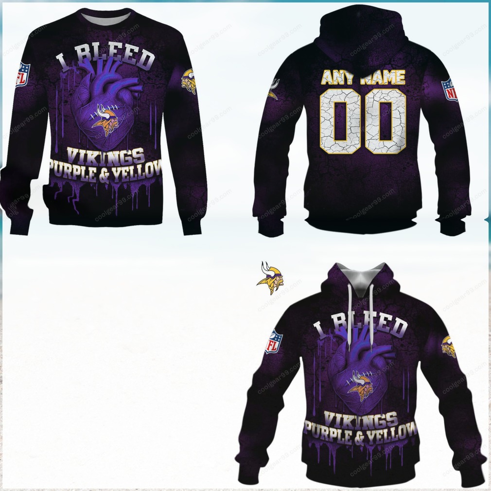 Minnesota Vikings 'I Bleed Purple & Yellow' Hoodie Minnesota Vikings 'I Bleed Purple & Yellow' Hoodie