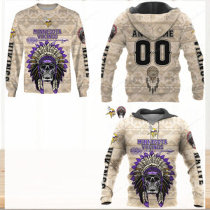 Minnesota Vikings Native American Skull Headdress Hoodie