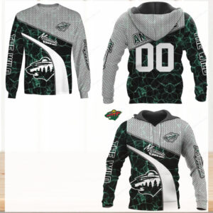 Minnesota Wild Green Marble Custom Apparel Hoodie