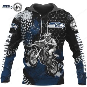Motocross Adrenaline Rush Blue & Black All Over Print Hoodie Motocross Adrenaline Rush Blue & Black All Over Print Hoodie