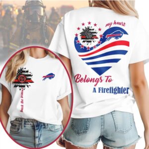 My Heart Belongs To A Firefighter Buffalo Bills T Shirt My Heart Belongs To A Firefighter Buffalo Bills T Shirt