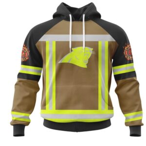 NFL Carolina Panthers Custom Name Number Firefighter Uniform Pullover Hoodie
