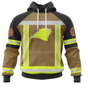 NFL Carolina Panthers Custom Name Number Firefighter Uniform Pullover Hoodie