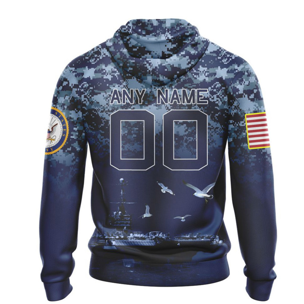 NFL Carolina Panthers Custom Name Number Honor US Navy Veterans Pullover Hoodie NFL Carolina Panthers Custom Name Number Honor US Navy Veterans Pullover Hoodie
