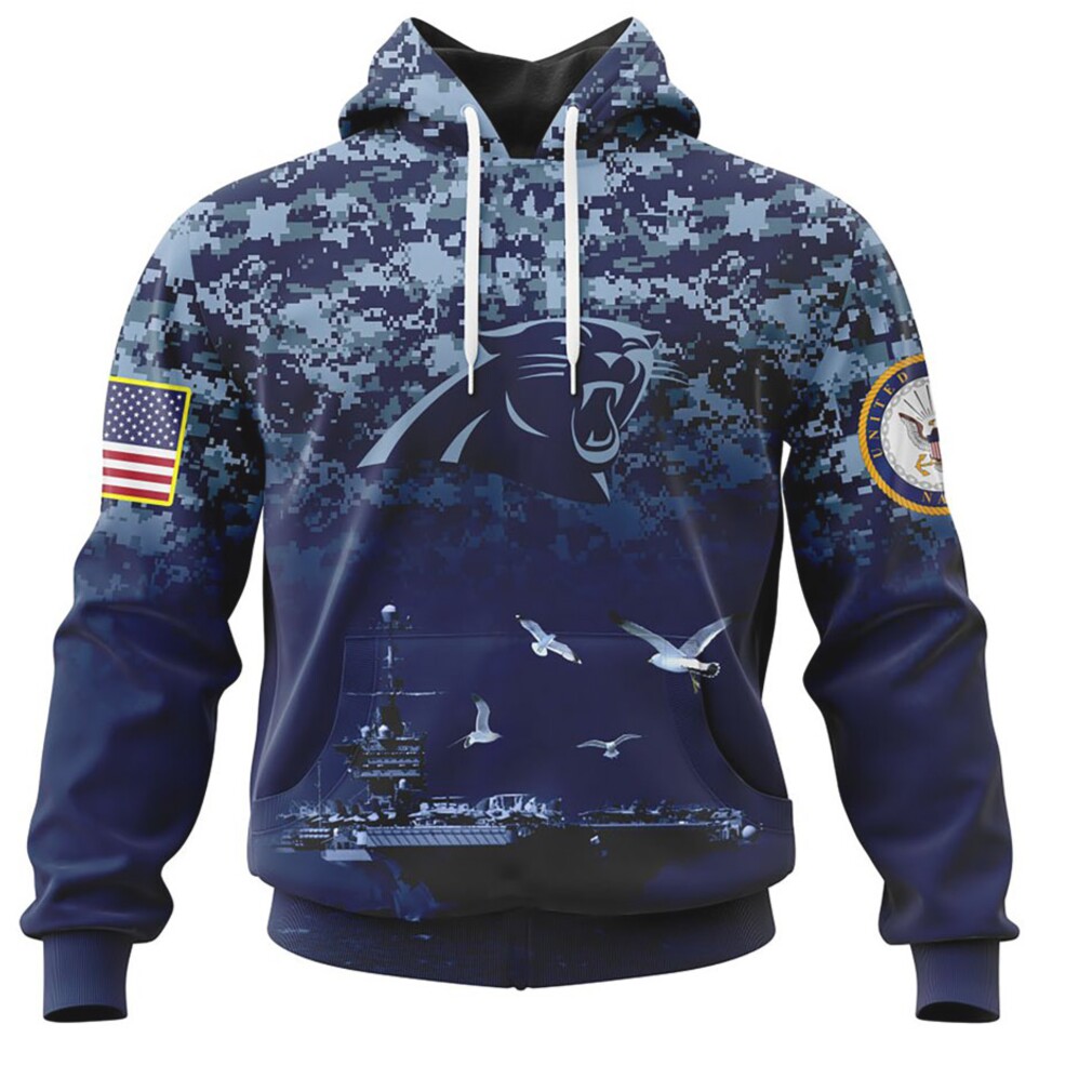 NFL Carolina Panthers Custom Name Number Honor US Navy Veterans Pullover Hoodie NFL Carolina Panthers Custom Name Number Honor US Navy Veterans Pullover Hoodie