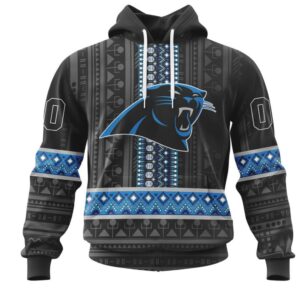 NFL Carolina Panthers Custom Name Number Pattern Native Pullover Hoodie