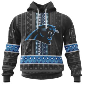 NFL Carolina Panthers Custom Name Number Pattern Native Pullover Hoodie